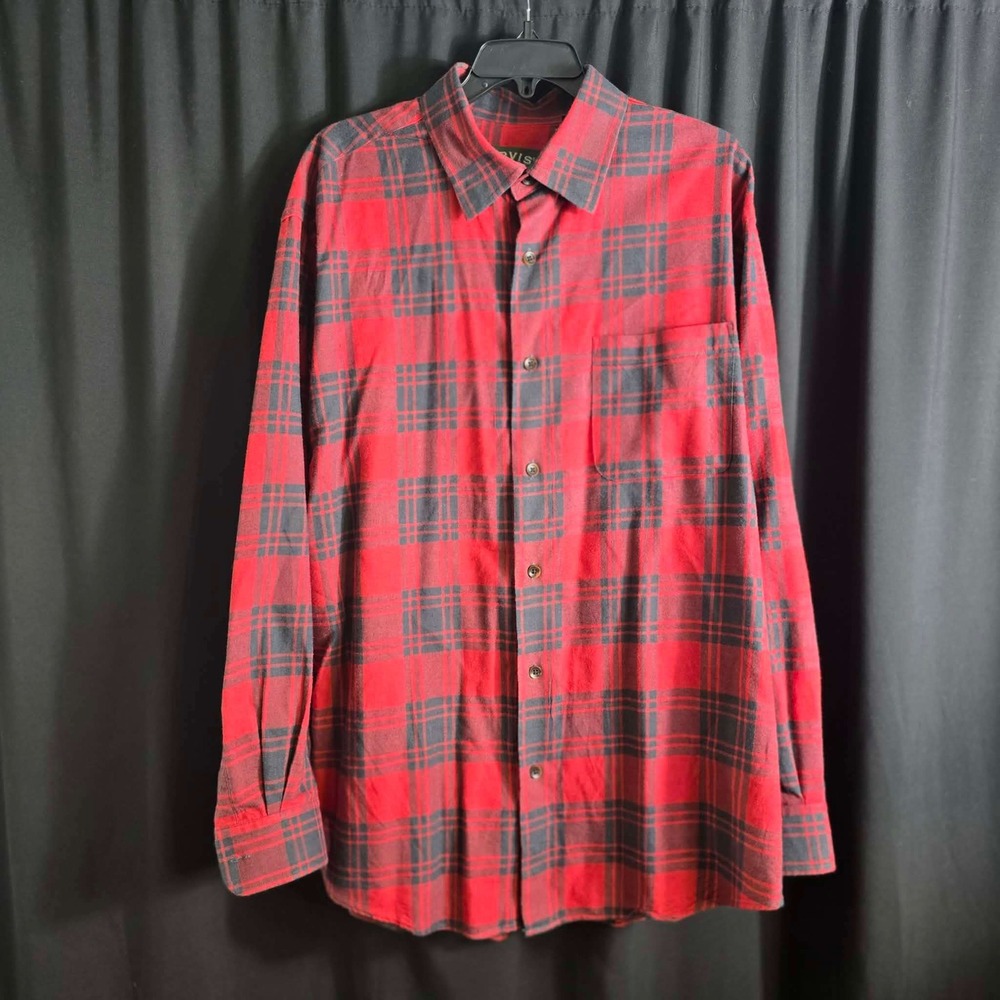 Orvis Men XL‎ Red Blk Plaid Cotton Wool Blend Flannel Button Down Shirt Portugal